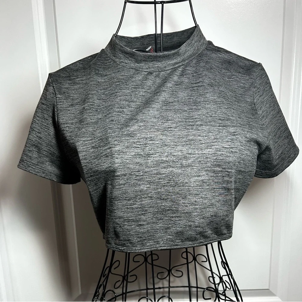 Free People Gray Frosty Morning Cutout Athletic Crop‎ Top
